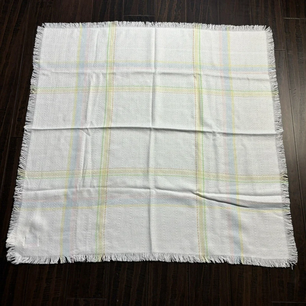 Three Weavers Baby Blanket USA Virgin Acrylic Lovey Pastel Striped 36 x 36